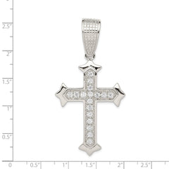 Sterling Silver Rhodium-plated CZ Cross Pendant - 27
