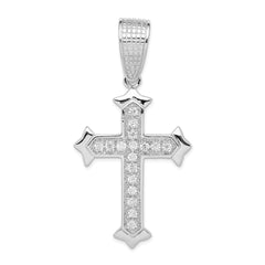 Sterling Silver Rhodium-plated CZ Cross Pendant - 27