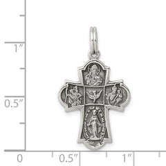 Sterling Silver Antiqued Cross Charm - 5