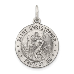 Sterling Silver Antiqued St. Christopher Medal - 10
