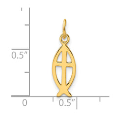 Sterling Silver Gold-tone Polished Ichthus Fish Cross Charm