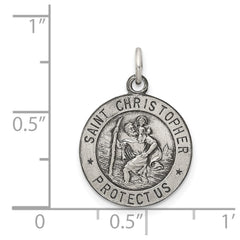 Sterling Silver Antiqued St. Christopher Medal - 13