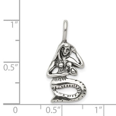 Sterling Silver Antiqued Mermaid Pendant - 2