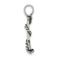 Sterling Silver 3D Antiqued Anchor and Rope Pendant - 2