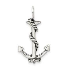 Sterling Silver 3D Antiqued Anchor and Rope Pendant - 2