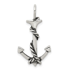 Sterling Silver 3D Antiqued Anchor and Rope Pendant - 2