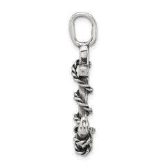 Sterling Silver 3D Antiqued Anchor and Rope Pendant