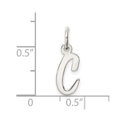 Sterling Silver Rhodium-plated Script Letter C Initial Charm - 2