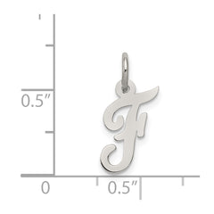 Sterling Silver Rhodium-plated Script Letter F Initial Charm