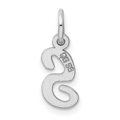 Sterling Silver Rhodium-plated Script Letter S Initial Charm - 3