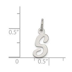 Sterling Silver Rhodium-plated Script Letter S Initial Charm - 3