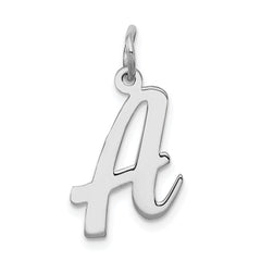 Sterling Silver Rhodium-plated Script Letter A Initial Charm - 2