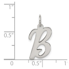 Sterling Silver Rhodium-plated Script Letter B Initial Charm - 2