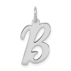 Sterling Silver Rhodium-plated Script Letter B Initial Charm - 2