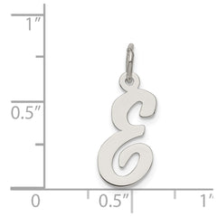 Sterling Silver Rhodium-plated Script Letter E Initial Charm
