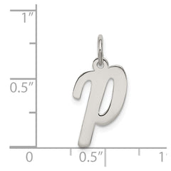 Sterling Silver Rhodium-plated Script Letter P Initial Charm - 2