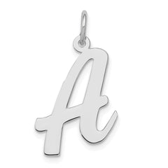 Sterling Silver Rhodium-plated Script Letter A Initial Charm - 3