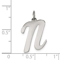Sterling Silver Rhodium-plated Script Letter N Initial Charm - 3