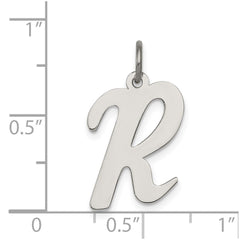 Sterling Silver Rhodium-plated Script Letter R Initial Charm - 3