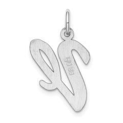Sterling Silver Rhodium-plated Script Letter V Initial Charm - 3