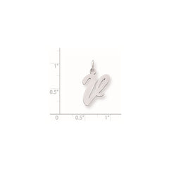 Sterling Silver Rhodium-plated Script Letter V Initial Charm - 3