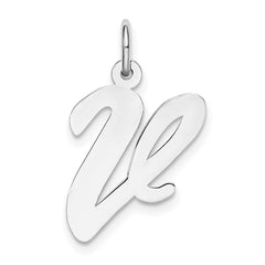 Sterling Silver Rhodium-plated Script Letter V Initial Charm - 3