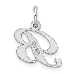 Sterling Silver Rhodium-plated Fancy Script Letter B Initial Charm - 2