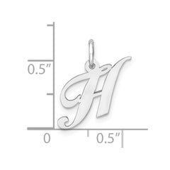 Sterling Silver Rhodium-plated Fancy Script Letter H Initial Charm - 2