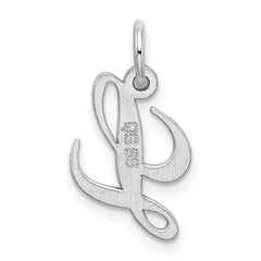 Sterling Silver Rhodium-plated Fancy Script Letter L Initial Charm - 2