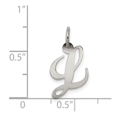 Sterling Silver Rhodium-plated Fancy Script Letter L Initial Charm - 2