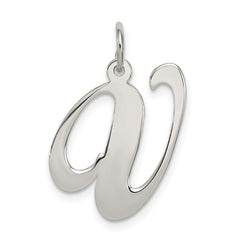 Sterling Silver Rhodium-plated Fancy Script Letter V Initial Charm - 2