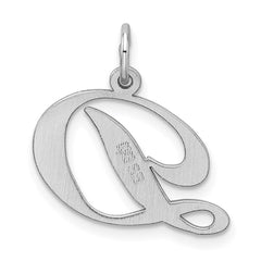 Sterling Silver Rhodium-plated Fancy Script Letter D Initial Charm - 3