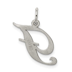 Sterling Silver Rhodium-plated Fancy Script Letter F Initial Charm - 3