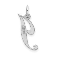 Sterling Silver Rhodium-plated Fancy Script Letter J Initial Charm - 3