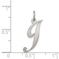 Sterling Silver Rhodium-plated Fancy Script Letter J Initial Charm - 3