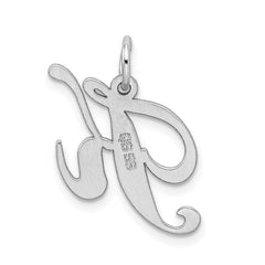 Sterling Silver Rhodium-plated Fancy Script Letter K Initial Charm - 3