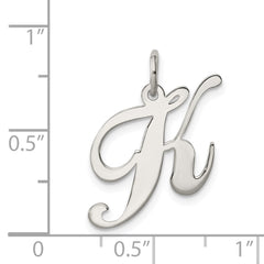 Sterling Silver Rhodium-plated Fancy Script Letter K Initial Charm - 3