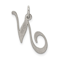 Sterling Silver Rhodium-plated Fancy Script Letter N Initial Charm - 3