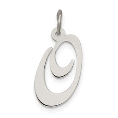 Sterling Silver Rhodium-plated Fancy Script Letter O Initial Charm - 3