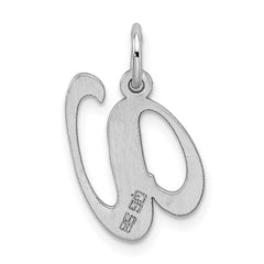 Sterling Silver Rhodium-plated Fancy Script Letter V Initial Charm - 3