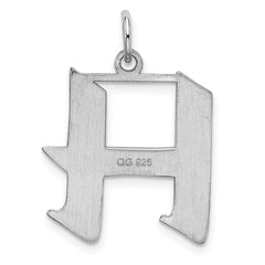 Sterling Silver Rhodium-plated Artisan Block Letter H Initial Charm