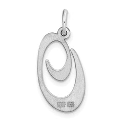 Sterling Silver Rhodium-plated Fancy Script Letter O Initial Charm - 2