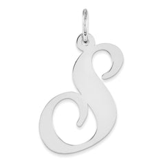 Sterling Silver Rhodium-plated Fancy Script Letter S Initial Charm - 3