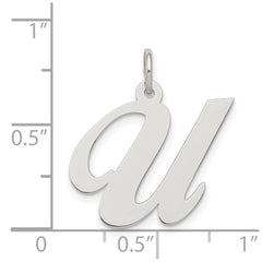 Sterling Silver Rhodium-plated Fancy Script Letter U Initial Charm