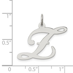 Sterling Silver Rhodium-plated Fancy Script Letter Z Initial Charm
