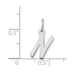 Sterling Silver Rhodium-plated Letter N Initial Charm