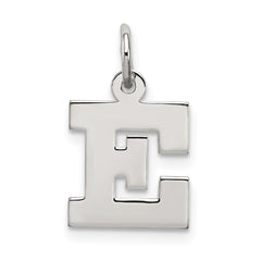 Sterling Silver Rhodium-plated Block Letter E Initial Charm - 2