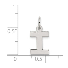 Sterling Silver Rhodium-plated Block Letter I Initial Charm