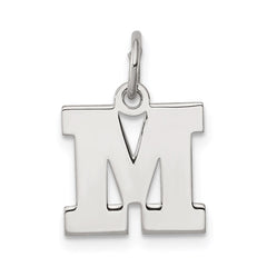 Sterling Silver Rhodium-plated Block Letter M Initial Charm