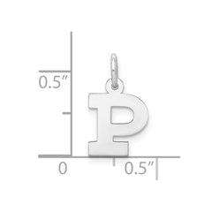 Sterling Silver Rhodium-plated Block Letter P Initial Charm - 2